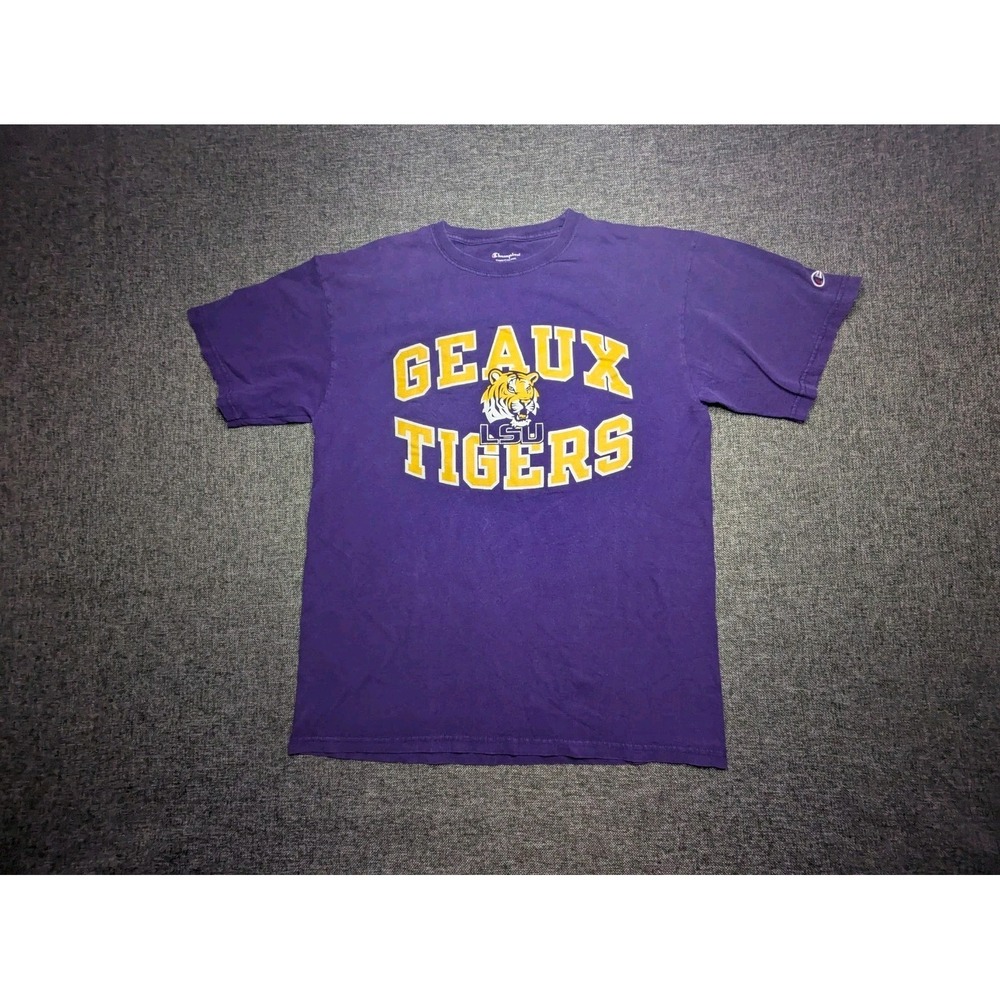 LSU Tigers Large Shirt Geaux College Purple Champions Tee University T‎ Shirt
